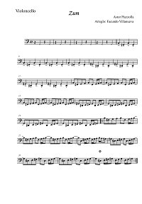 Пьяццолла - Zum для виолончели - Партия - первая страница